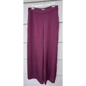 Old Navy High Rise Full Length Wide Leg Satin Pants Purple Plum Size 10 x 29"